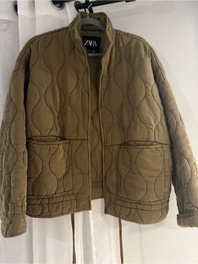 Zara Quilted Jacket in Olive Brown
